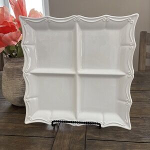 Large White CERIART Square Divided  Serving Tray Made In Portugal 12"